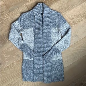 Kaisely Blue Open Front Knit Sweater, size large